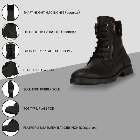 LIBERTYZENO Men's Black  Lace-Up Casual Boots - Picture 3 of 6